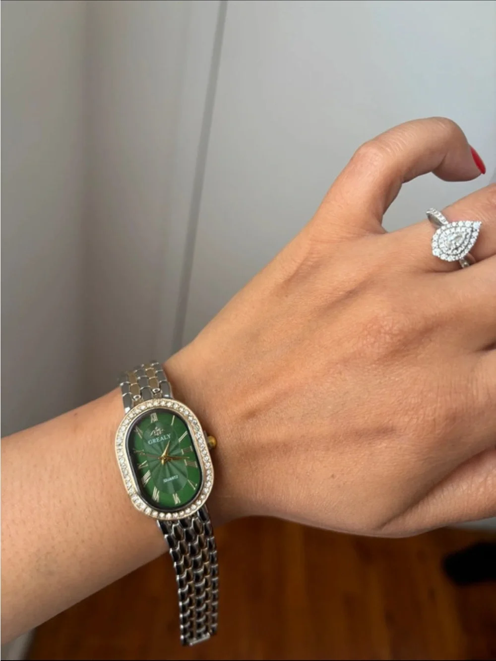 Green Dial Women's Stainless Steel Bracelet Watch